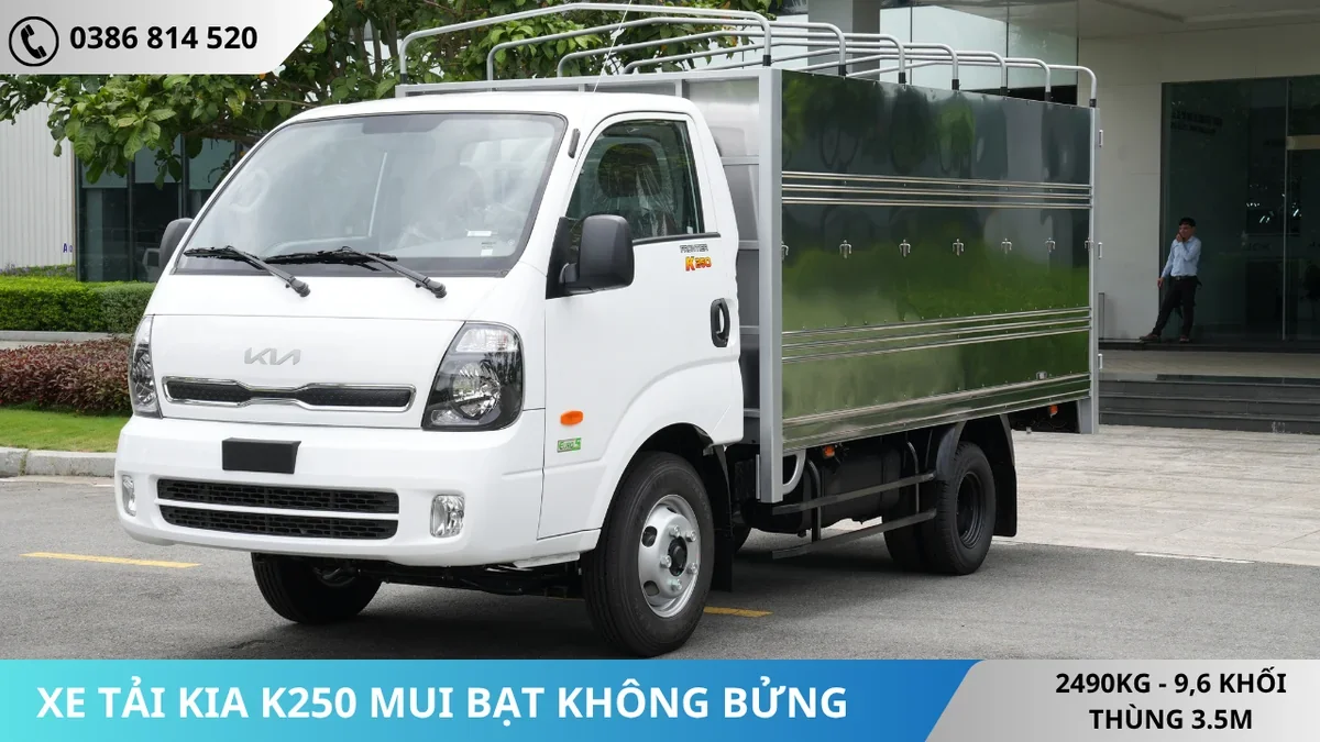 XE TẢI KIA K250 MUI BẠT KHÔNG BỬNG Xe tải Kia K250 thùng mui bạt không bửng