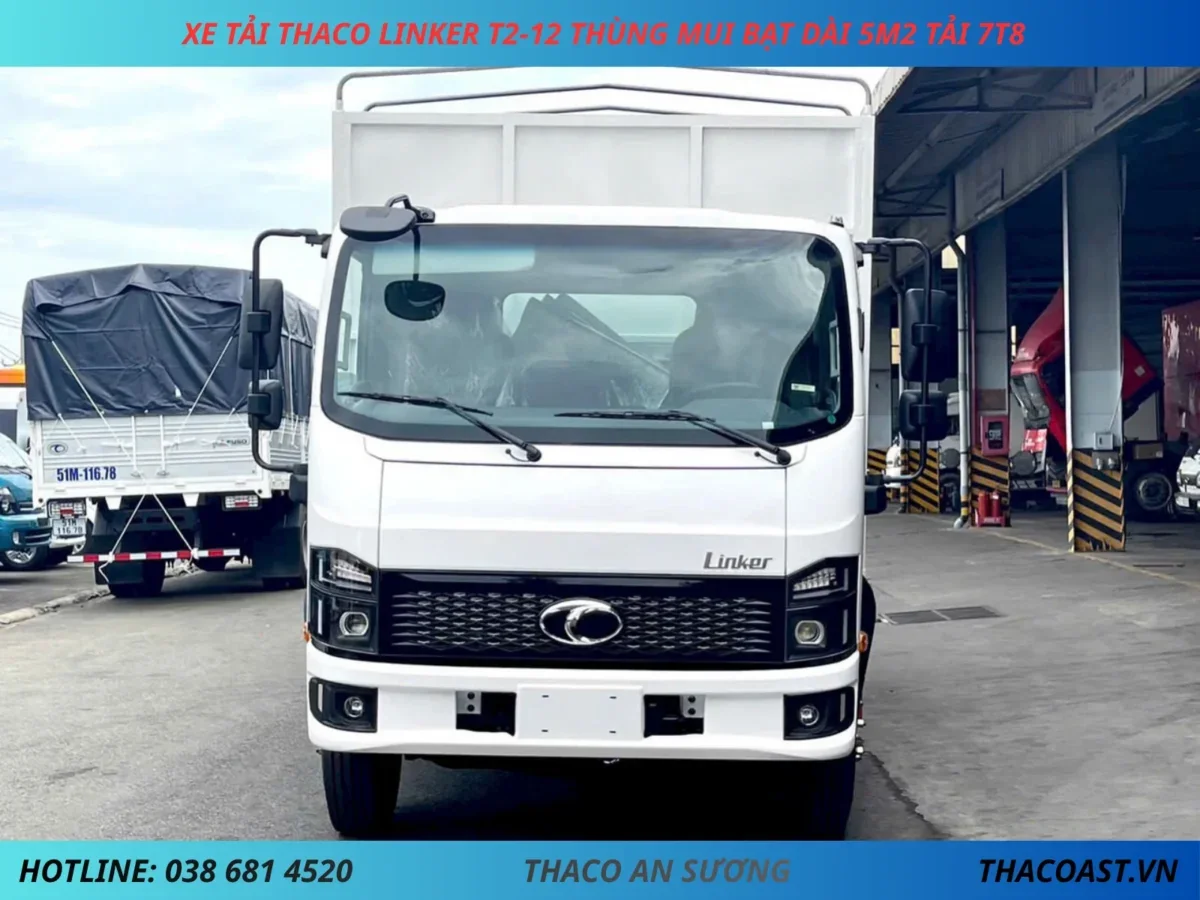 XE TẢI THACO LINKER T2-12 THÙNG MUI BẠT DÀI 5M2 TẢI 7T8 (2) XE TẢI 8 TẤN THACO LINKER T2-12 THÙNG MUI BẠT DÀI 5M2