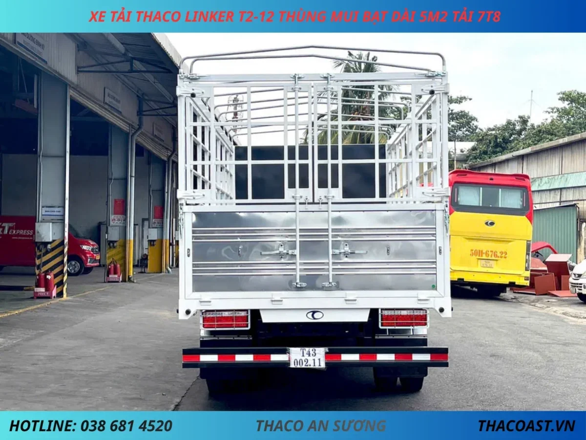 XE TẢI THACO LINKER T2-12 THÙNG MUI BẠT DÀI 5M2 TẢI 7T8 (4) XE TẢI 8 TẤN THACO LINKER T2-12 THÙNG MUI BẠT DÀI 5M2