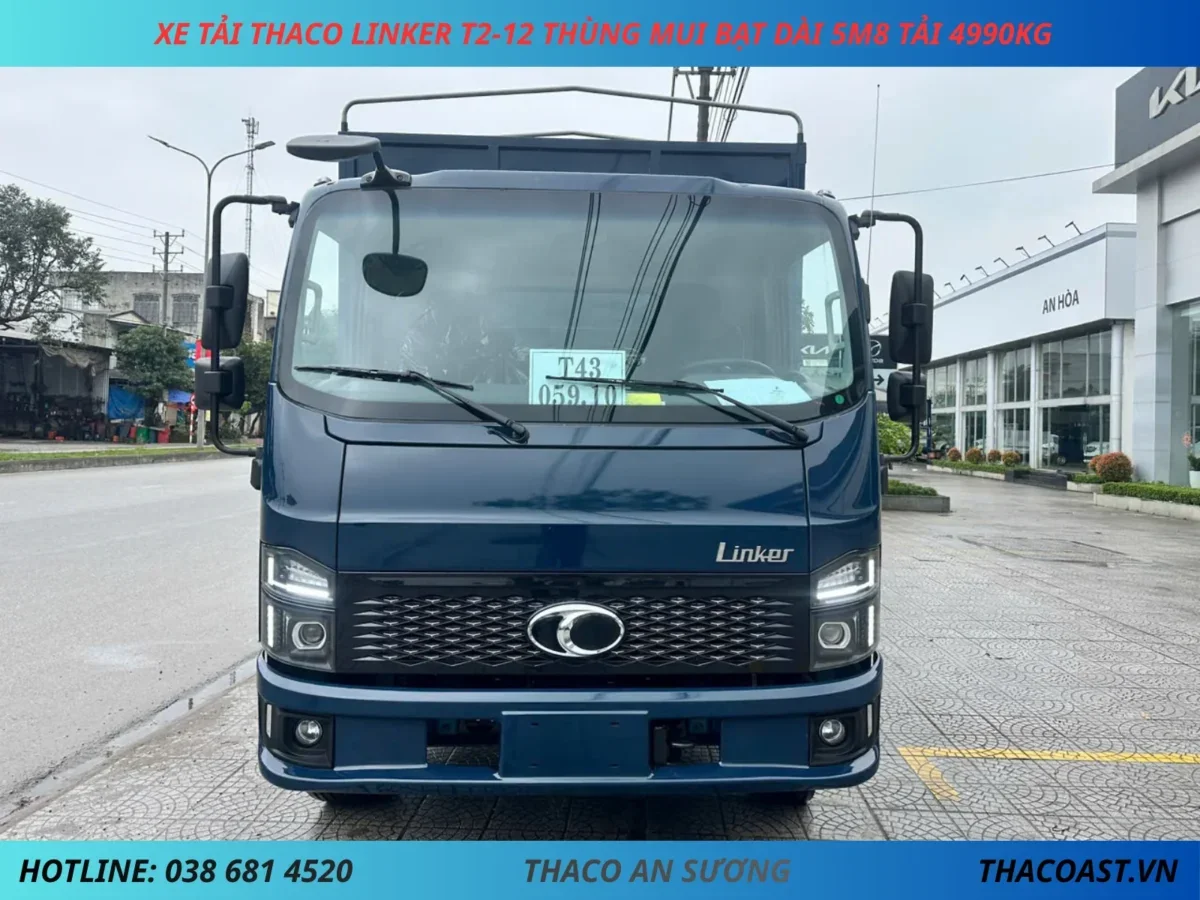 XE TẢI THACO LINKER T2-12 THÙNG MUI BẠT DÀI 5M8 TẢI 4990KG (2) XE TẢI THACO LINKER T2-12 THÙNG MUI BẠT DÀI 5M8 TẢI 4990KG