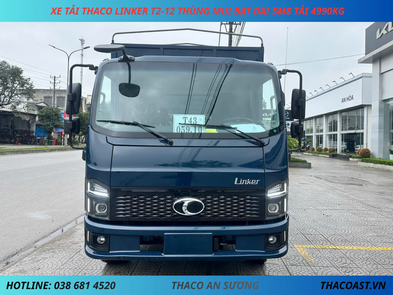 XE TẢI THACO LINKER T2-12 THÙNG MUI BẠT DÀI 5M8 TẢI 4990KG