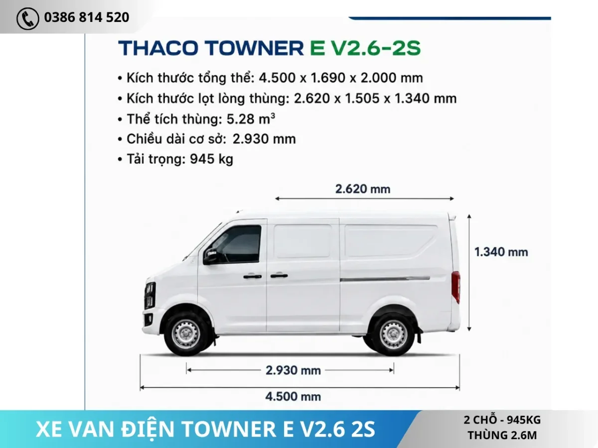 XE VAN ĐIỆN TOWNER E V2.6 2S (4) XE VAN ĐIỆN TOWNER E V2.6 2S