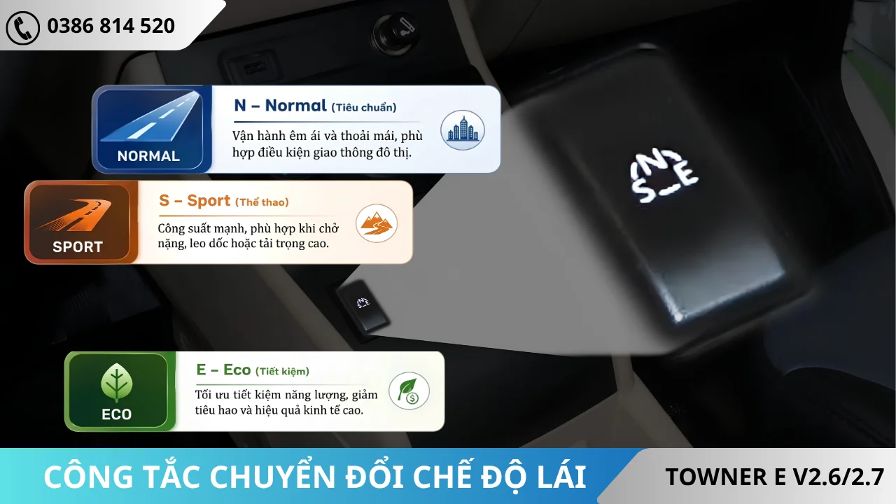 Công tắc chuyển đổi chế độ lái Thaco Towner EV