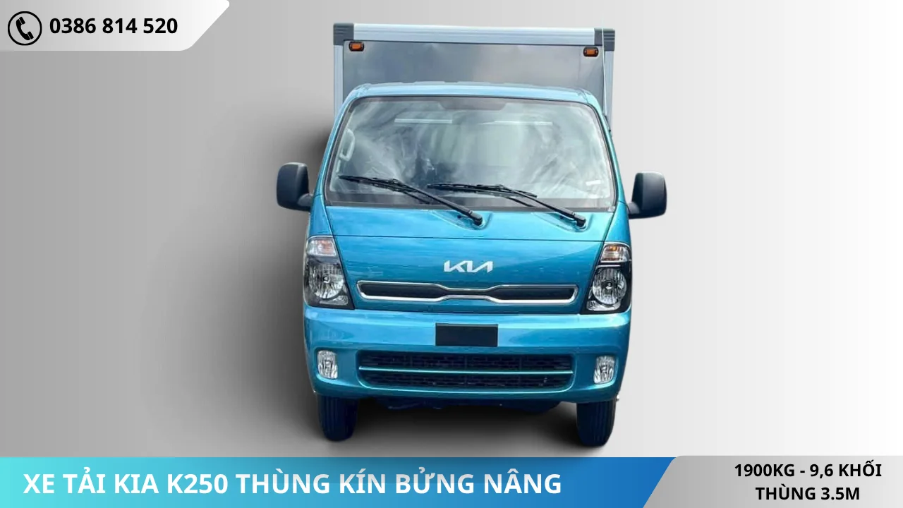 Mặt đầu xe tải Kia K250 kín bửng nâng