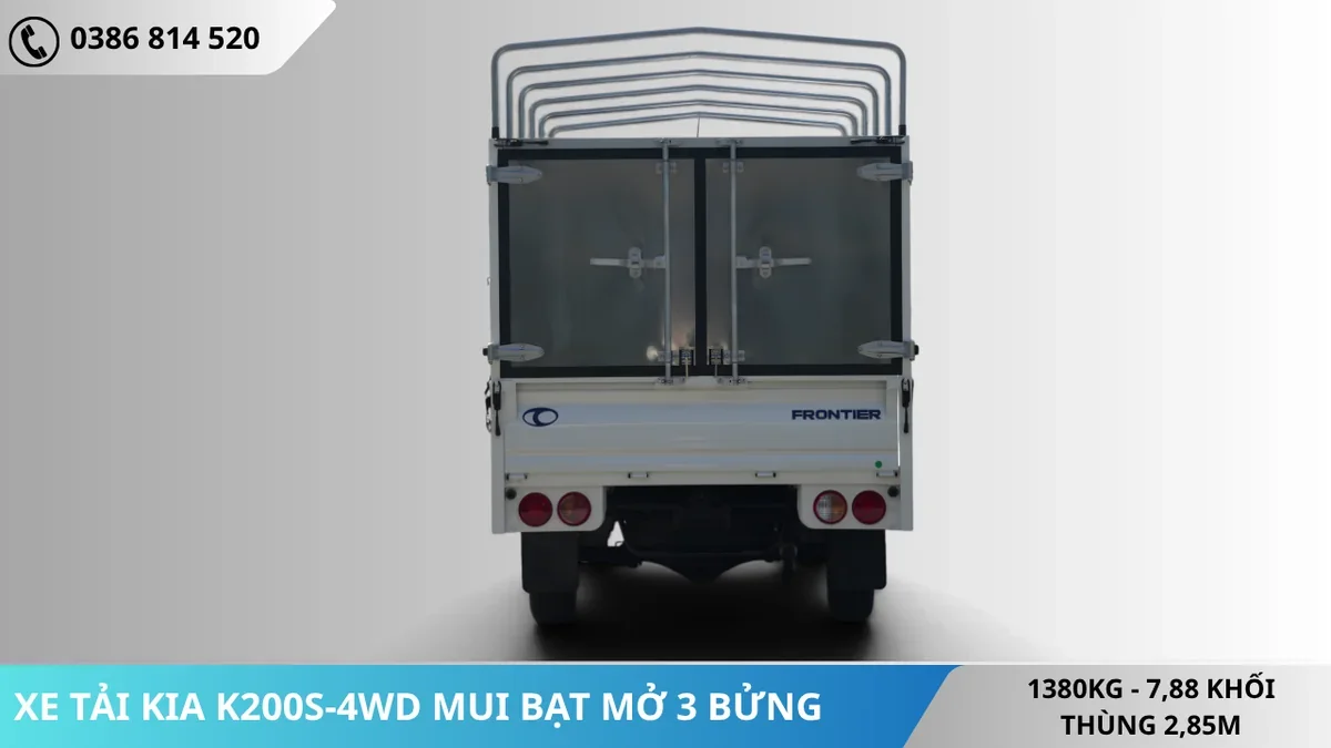 ĐUÔI XE K200SD-4WD MUI BẠT 3 BỬNG ĐUÔI XE K200SD-4WD MUI BẠT 3 BỬNG