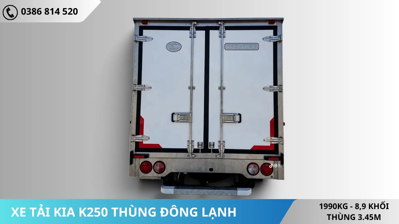 Đuôi xe tải Kia K250 thùng đông lạnh