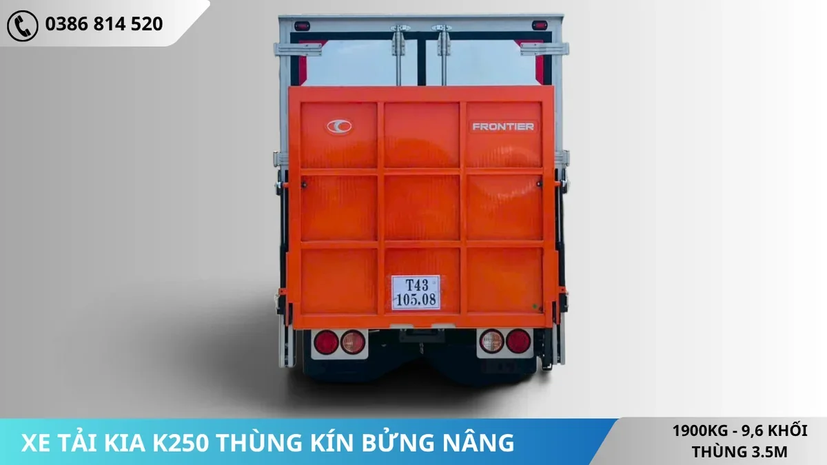 ĐUÔI XE TẢI KIA K250 THÙNG KÍN BỬNG NÂNG ĐUÔI XE TẢI KIA K250 THÙNG KÍN BỬNG NÂNG