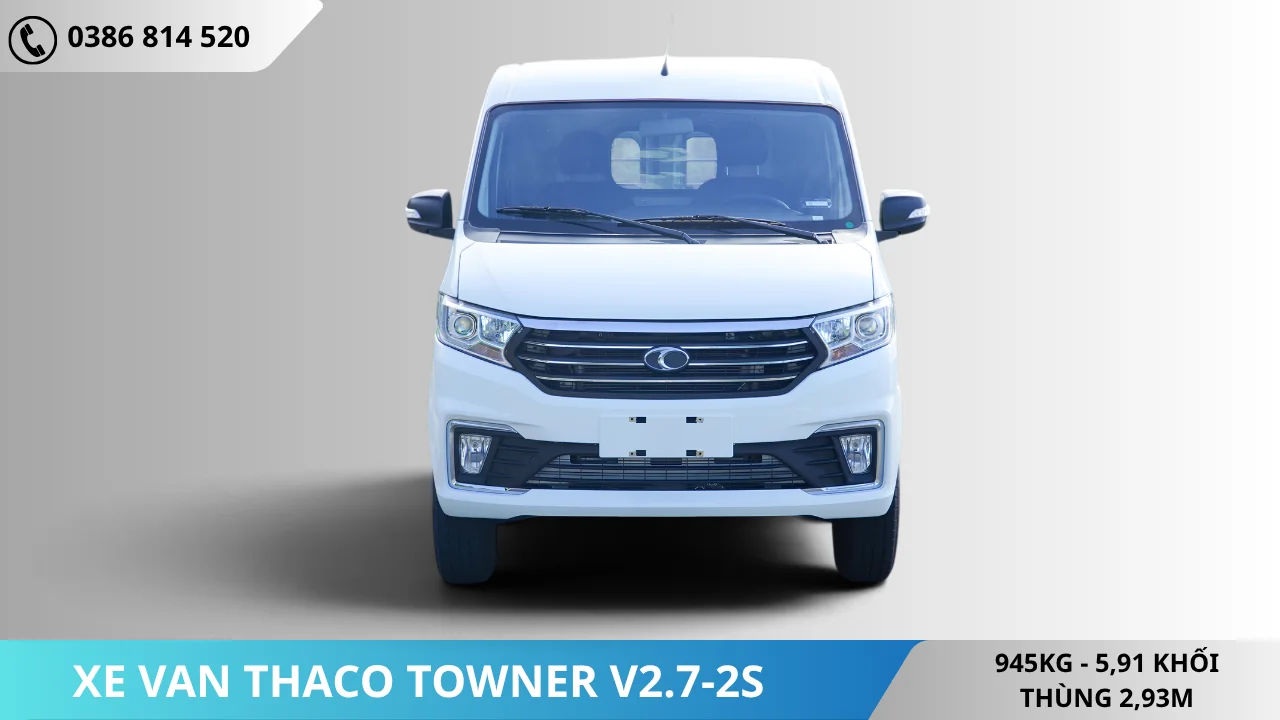 XE VAN 2 CHỖ THACO TOWNER V2.7-2S THÙNG DÀI 2M9 TẢI 945KG