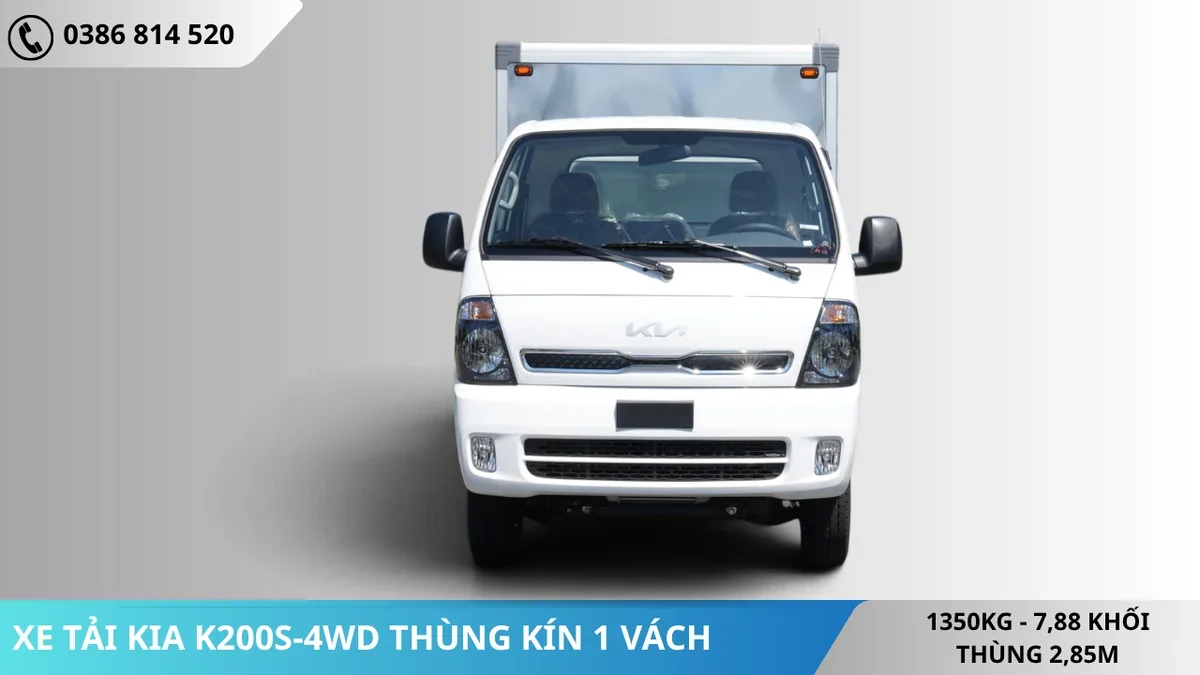 Đầu xe xe tải Kia K200S-4WD thùng kín 1 vách