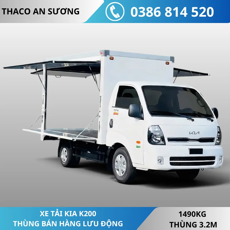XE TẢI KIA K200 THÙNG BÁN HÀNG LƯU ĐỘNG |THÙNG 3M2 |1490KG