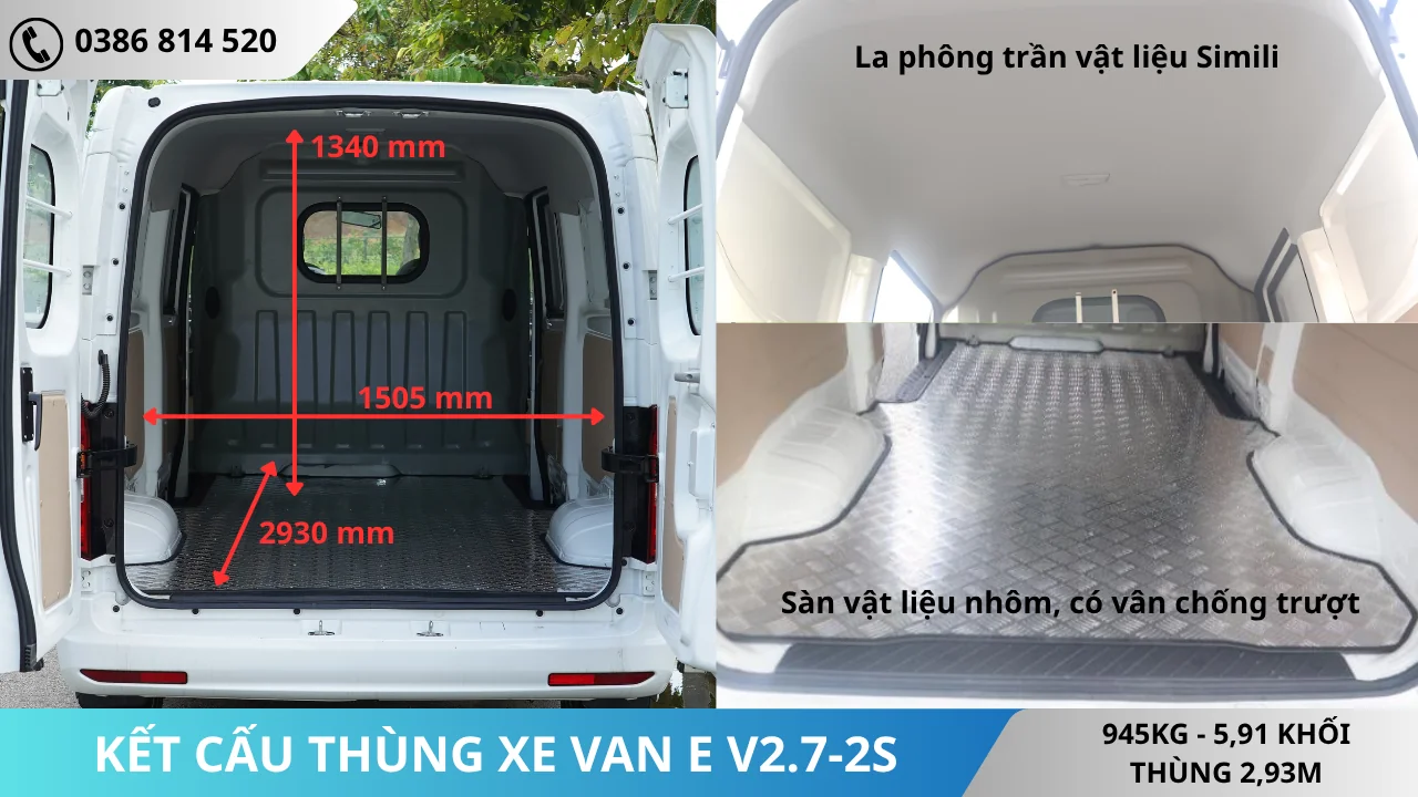 Kết cấu thùng xe van Towner E V2.7-2S