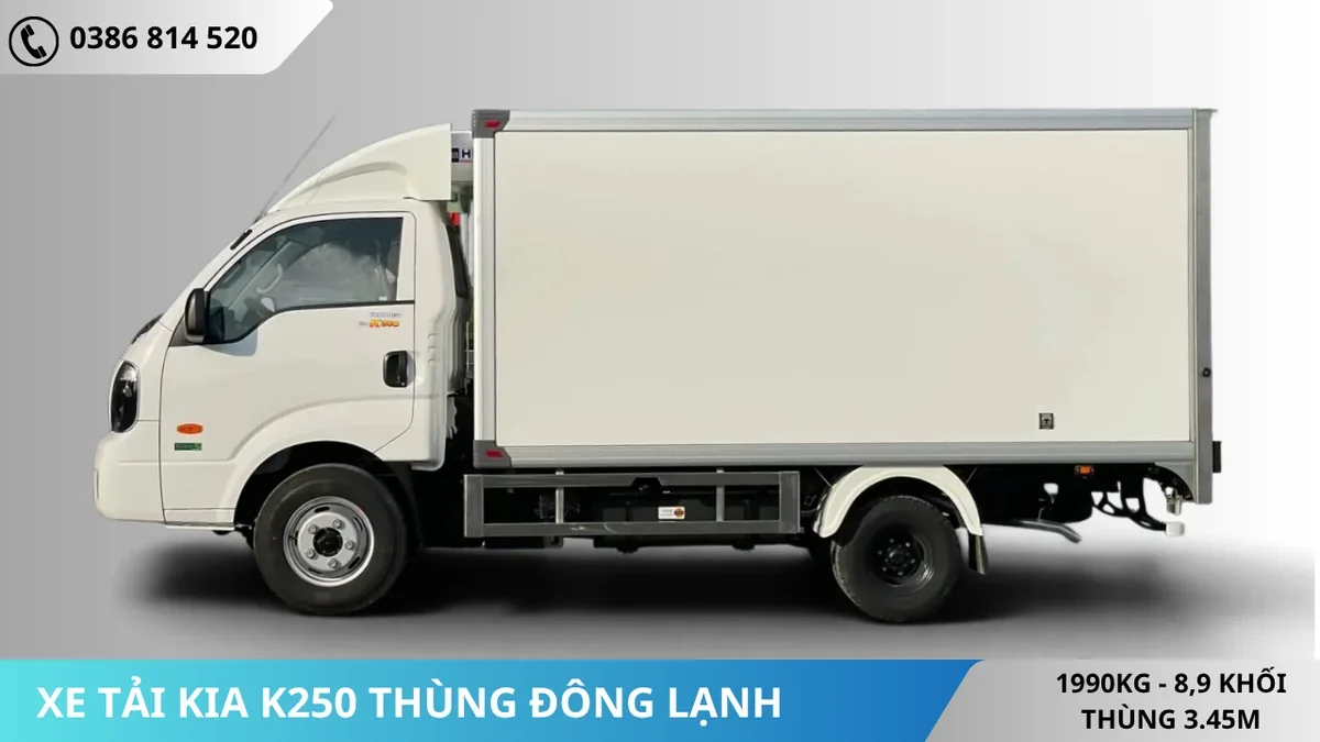 MẶT BÊN XE TẢI KIA K250 THÙNG ĐÔNG LẠNH MỚI (2) MẶT BÊN XE TẢI KIA K250 THÙNG ĐÔNG LẠNH MỚI (2)