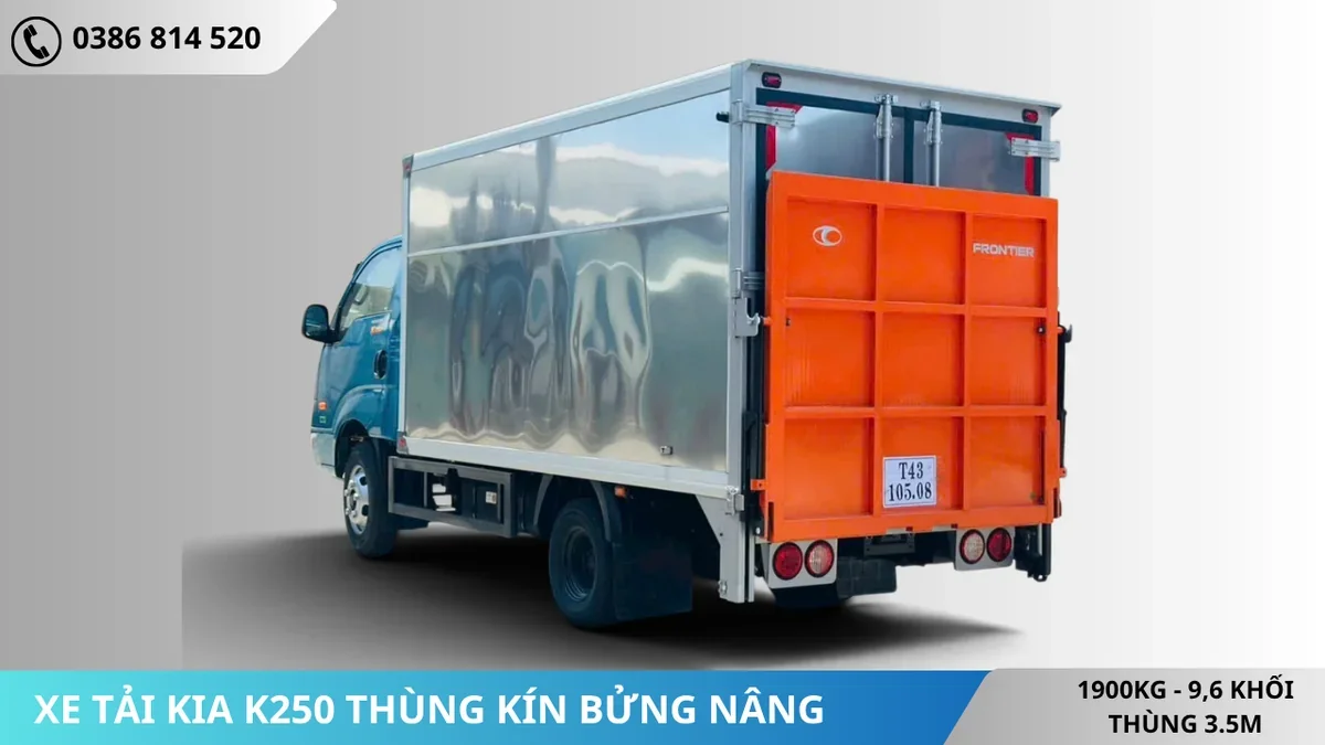 MẶT BÊN XE TẢI KIA K250 THÙNG KÍN BỬNG NÂNG MẶT BÊN XE TẢI KIA K250 THÙNG KÍN BỬNG NÂNG