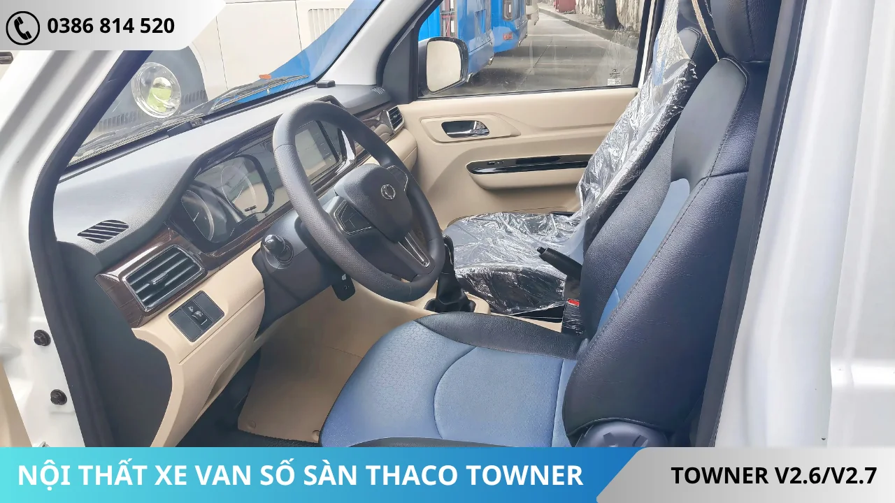 Nội thất xe van Thaco Towner số sàn