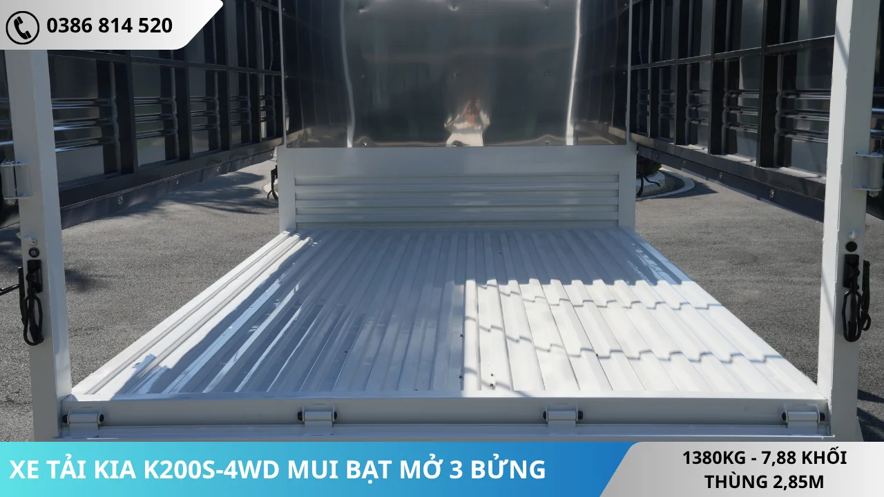 SÀN THÙNG MUI BẠT MỞ 3 BỬNG KIA K200S-4WD
