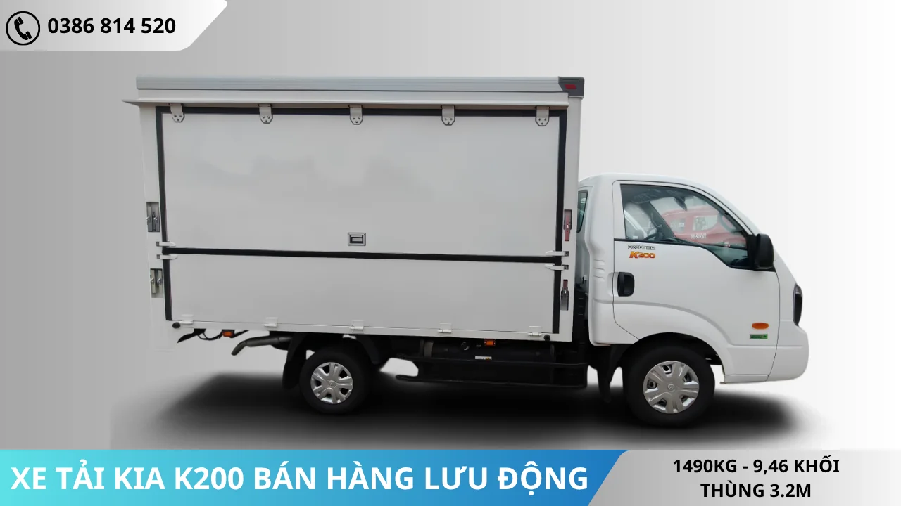 Mặt bên Xe tải Kia K200 bán hàng lưu động