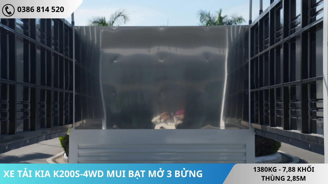 VÁCH MẶT DỰNG KIA K200S-4WD MUI BẠT 3 BỬNG MỞ
