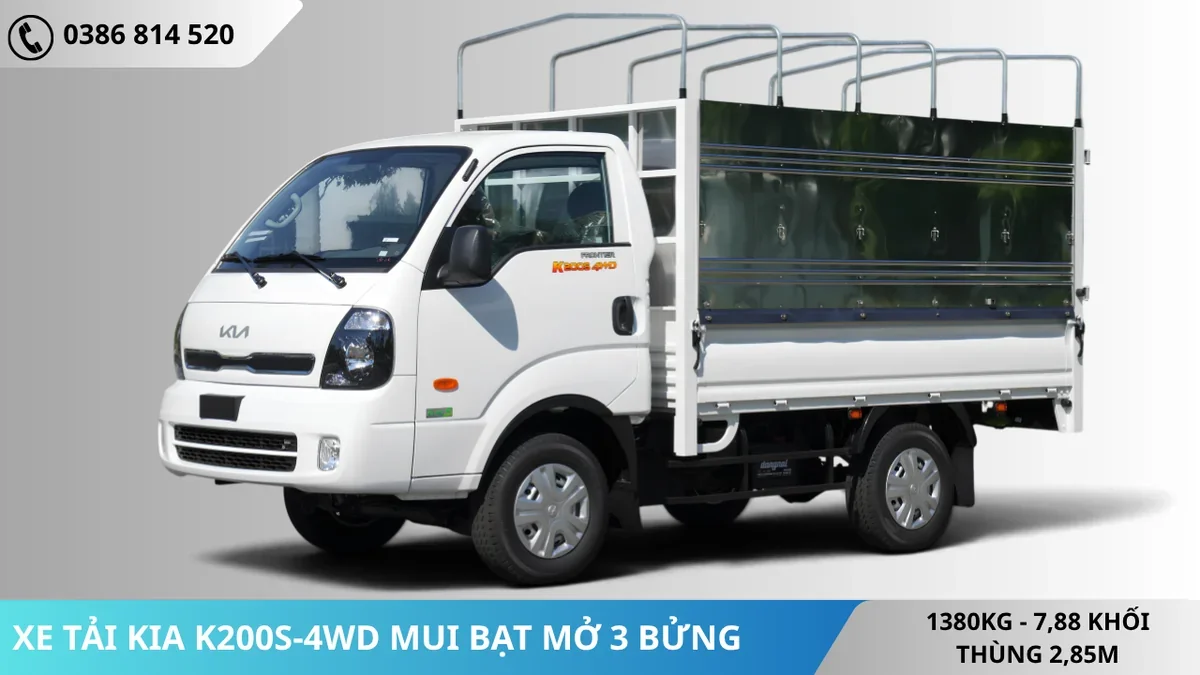 XE TẢI K200SD-4WD MUI BẠT 3 BỬNG (2) XE TẢI K200SD-4WD MUI BẠT 3 BỬNG (2)