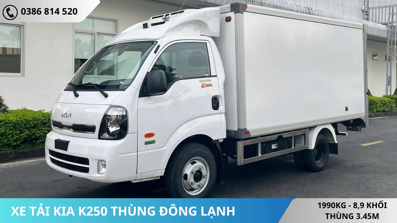 Xe tải Kia K250 thùng đông lạnh màu trắng