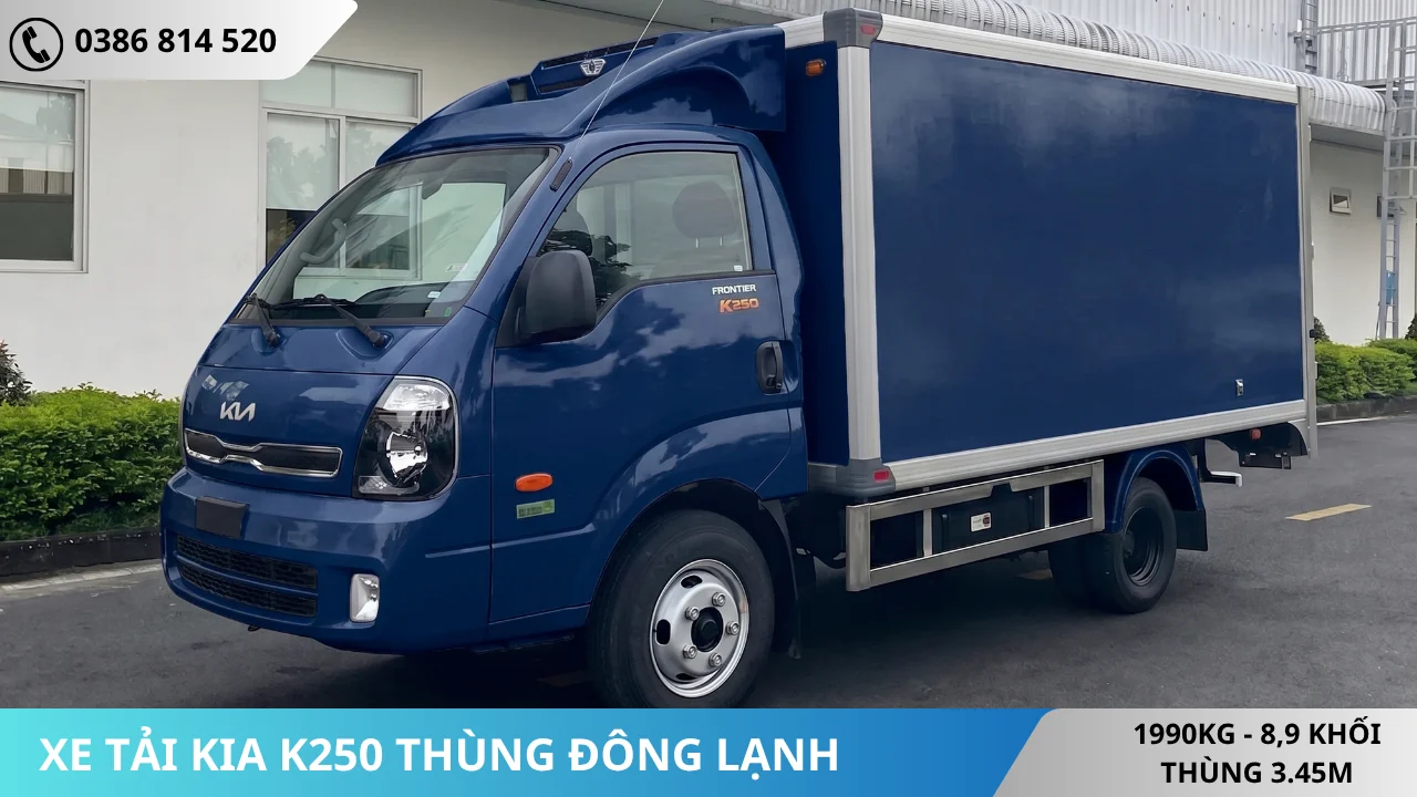 Xe tải Kia K250 thùng đông lạnh màu xanh đậm