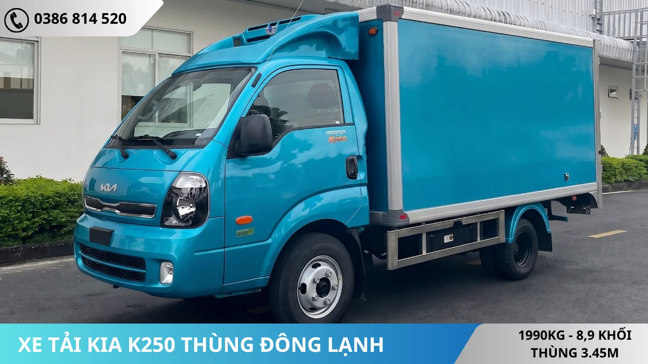 Xe tải Kia K250 thùng đông lạnh màu xanh dương