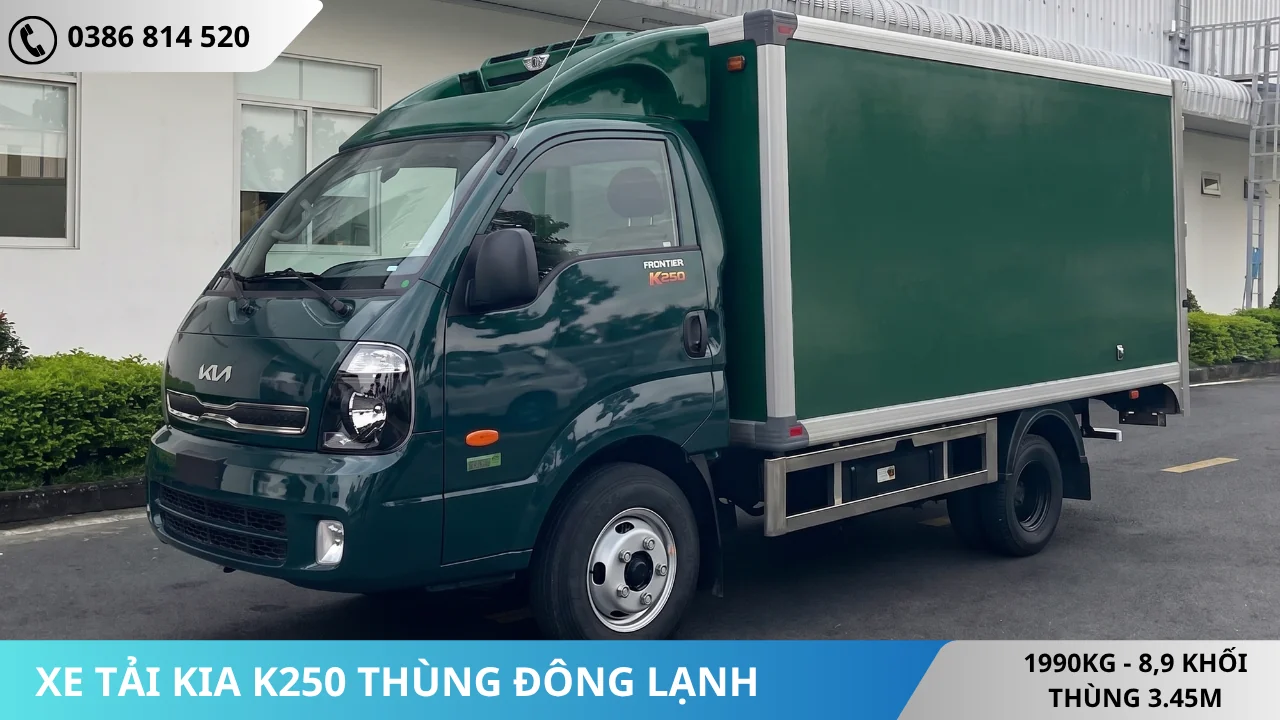 Xe tải Kia K250 thùng đông lạnh màu rêu