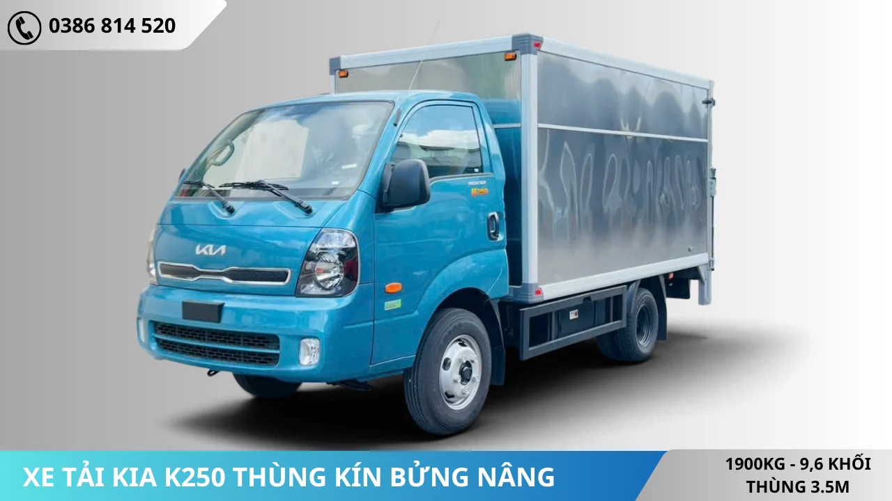 Xe tải Kia K250 thùng kín bửng nâng