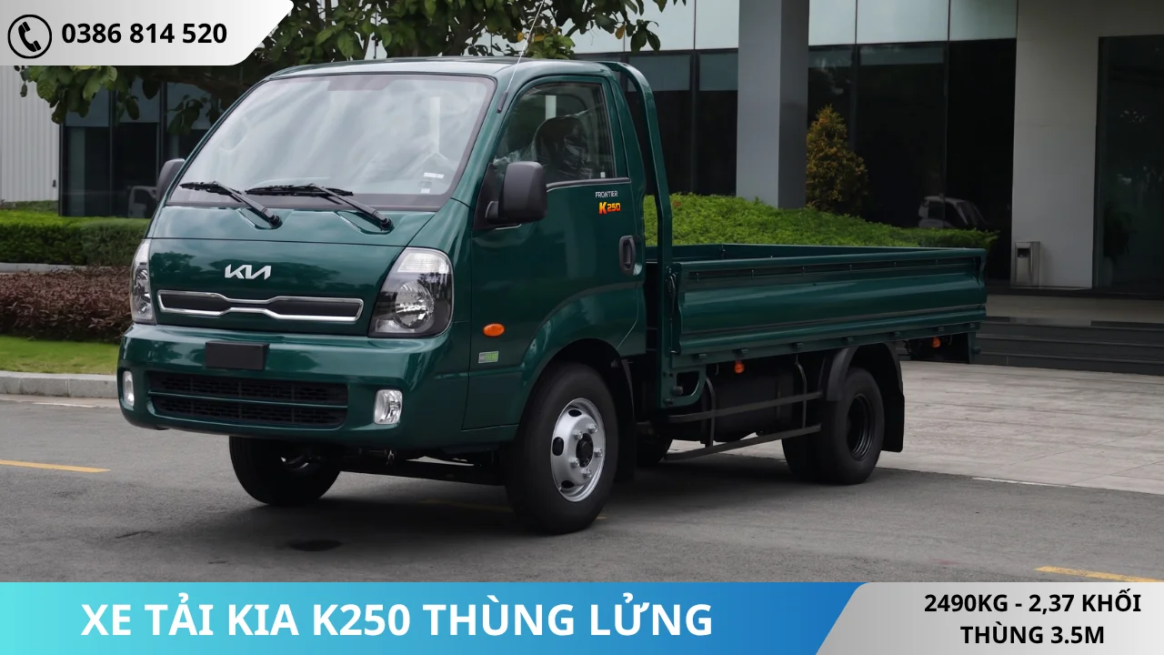 Xe tải Kia K250 thùng lửng màu rêu