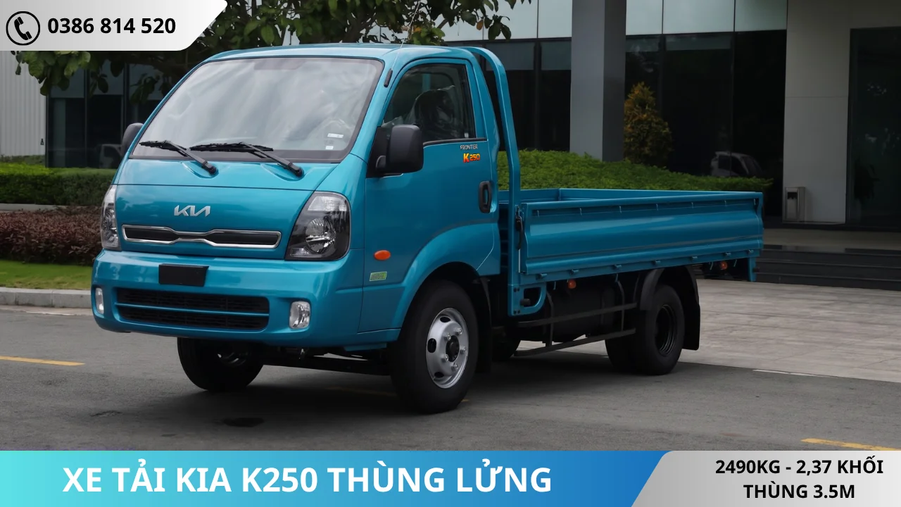 Xe tải Kia K250 thùng lửng màu xanh dương