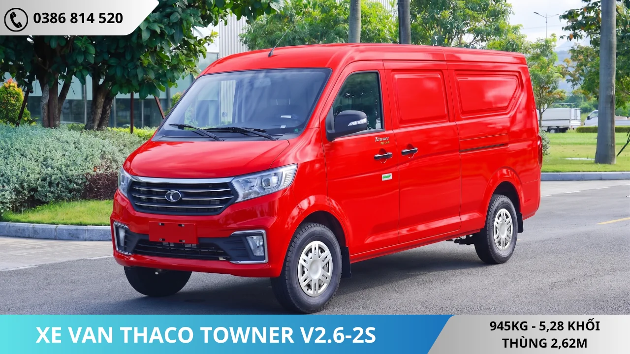 Xe van Thaco Towner V2.6-2S màu đỏ