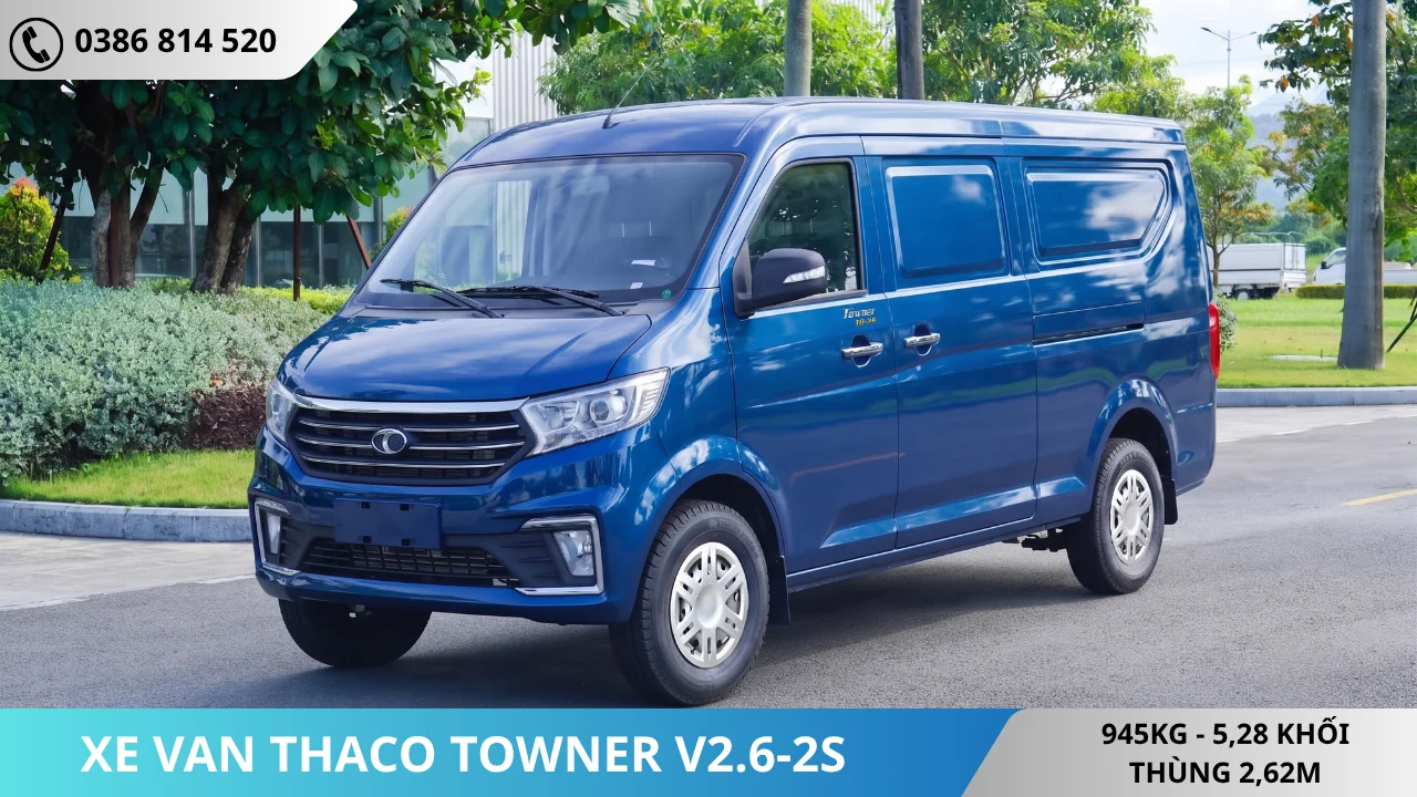 Xe van Thaco Towner V2.6-2S màu xanh