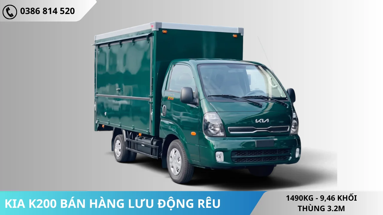 Xe tải Kia K200 bán hàng lưu động màu xanh rêu
