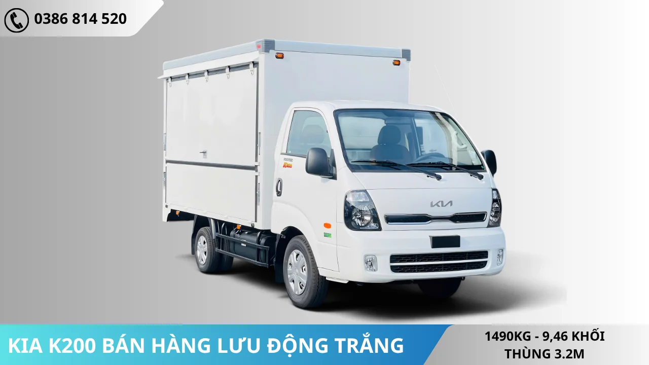 Xe tải Kia K200 bán hàng lưu động màu trắng