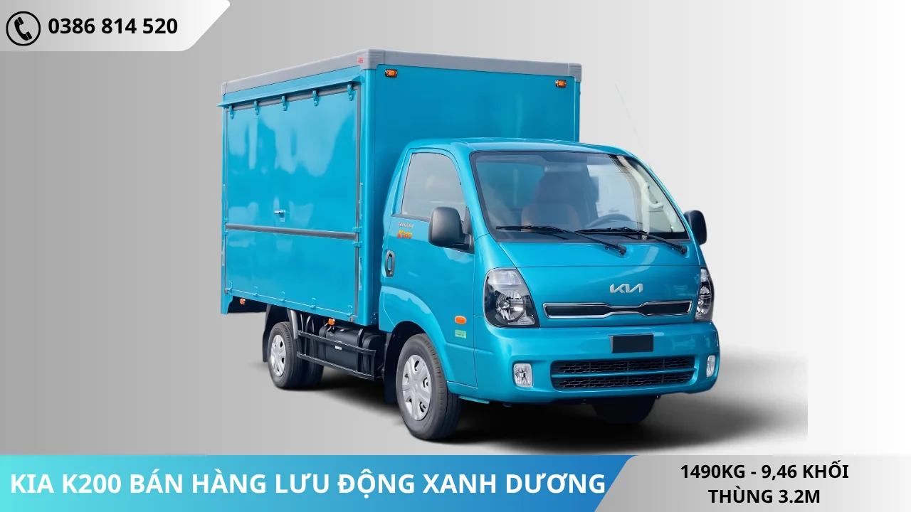 Xe tải Kia K200 bán hàng lưu động màu xanh dương