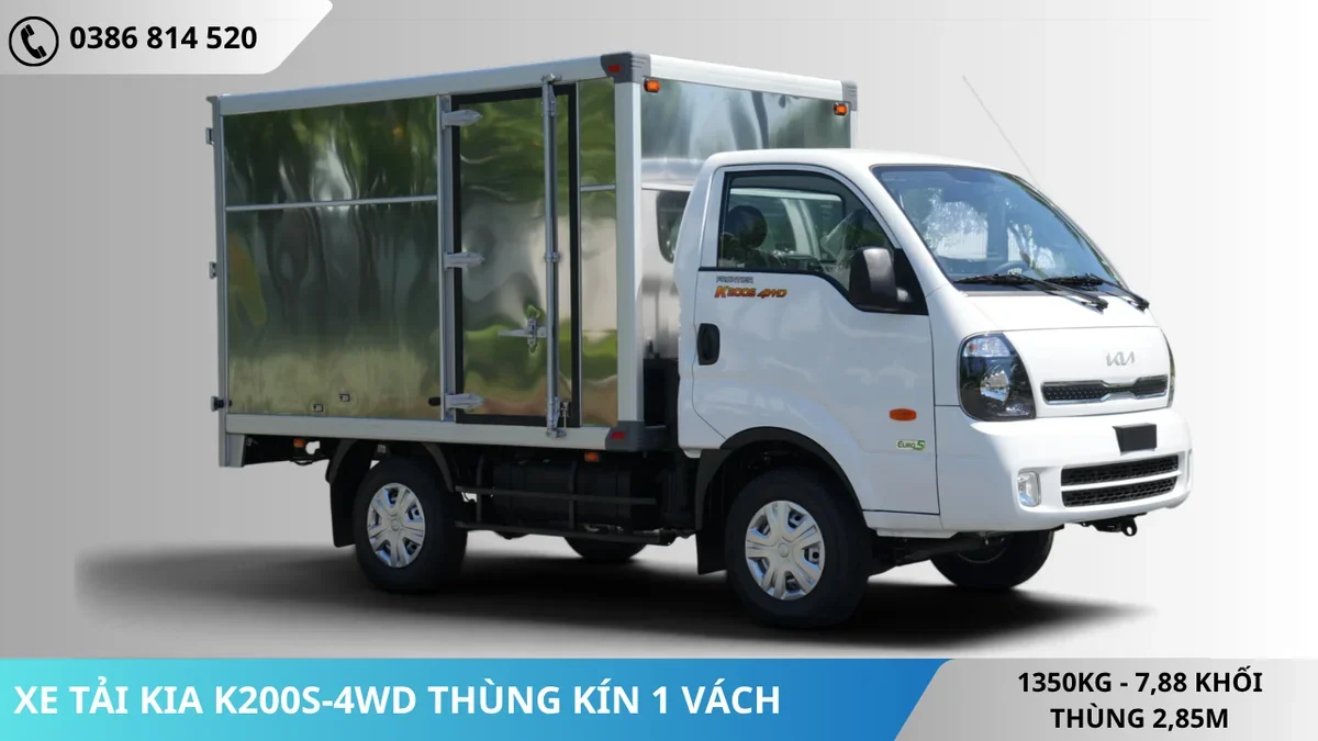 Xe tải Kia K200S-4WD thùng kín 1 vách