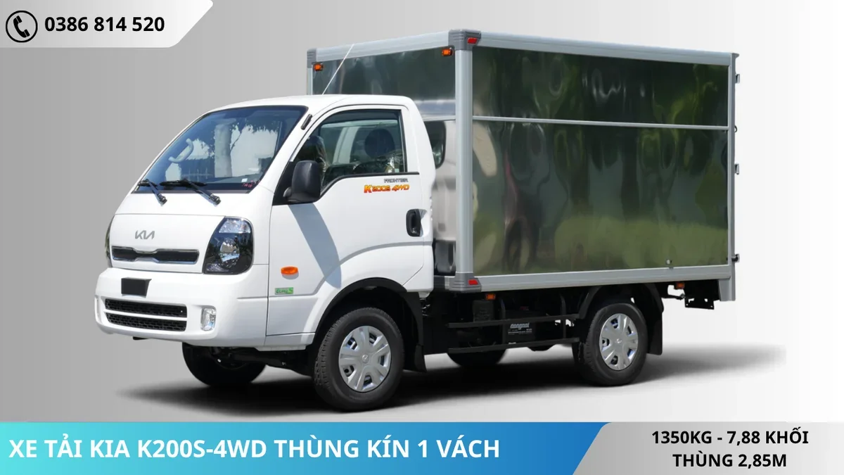 Xe tải Kia K200S-4WD thùng kín 1 vách