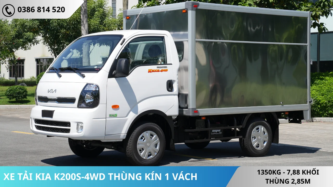 XE TẢI KIA K200S-4WD THÙNG KÍN MÀU TRẮNG