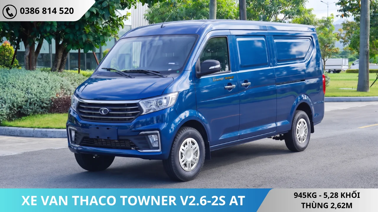 Xe van Thaco Towner V2.6-2S-AT màu xanh