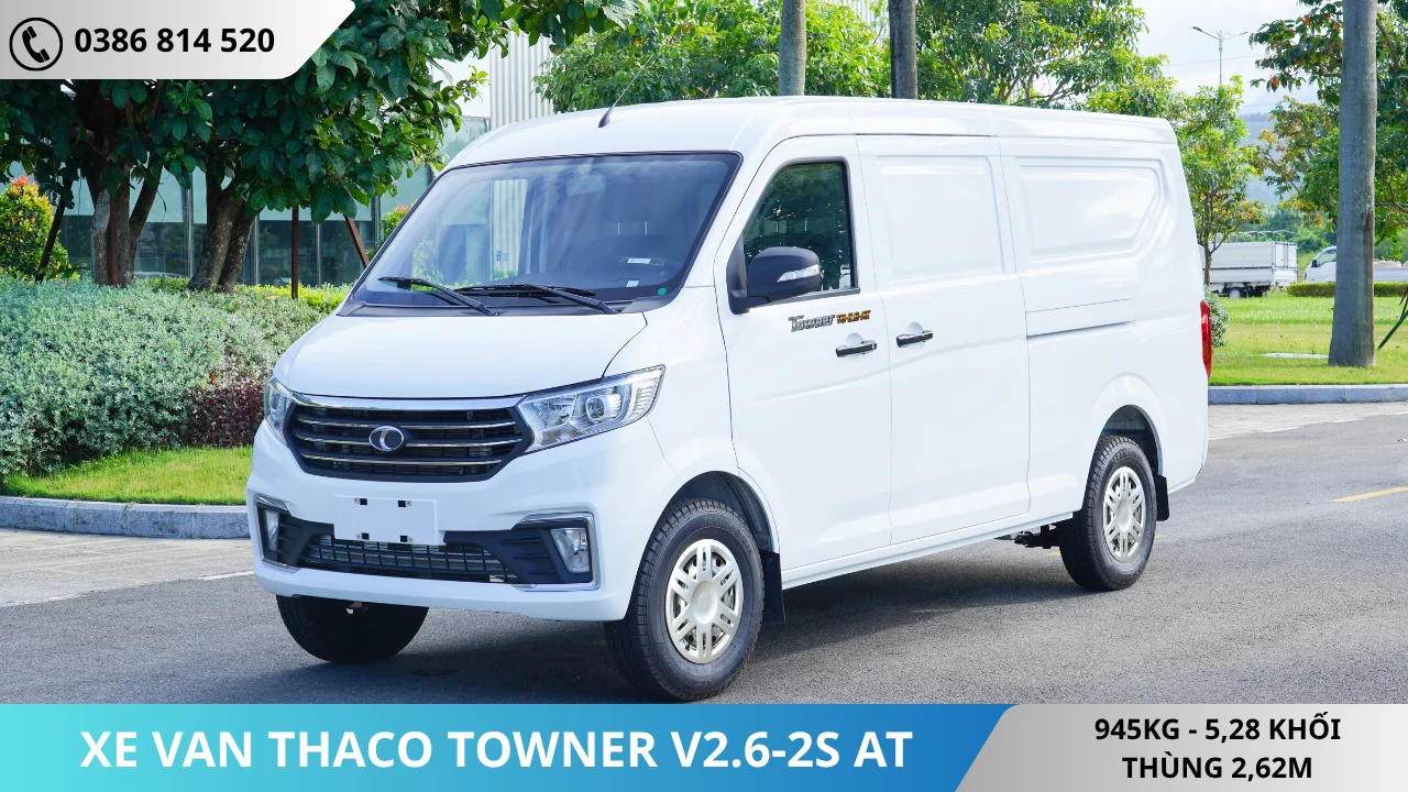 Xe van Thaco Towner V2.6-2S-AT màu trắng
