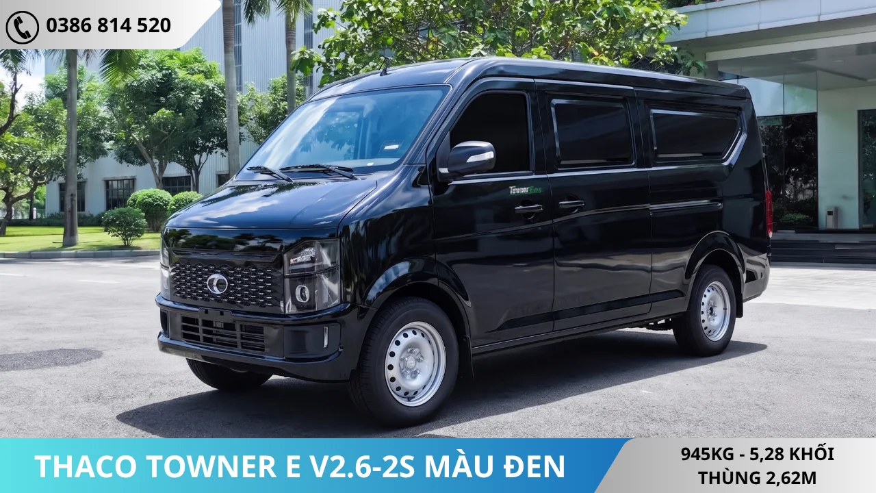 Xe van điện Thaco Towner E V2.6-2S màu đen