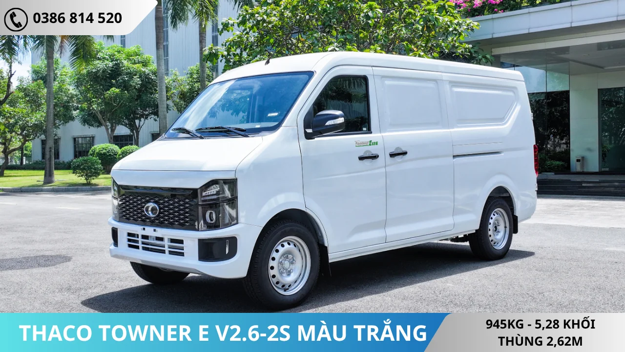 Xe van điện Thaco Towner E V2.6-2S màu trắng