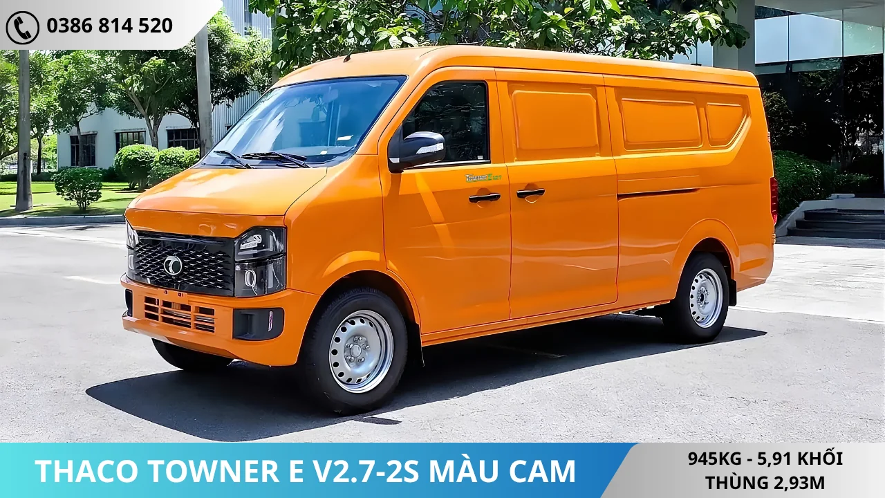Xe van điện Thaco Towner E V2.7-2S màu cam