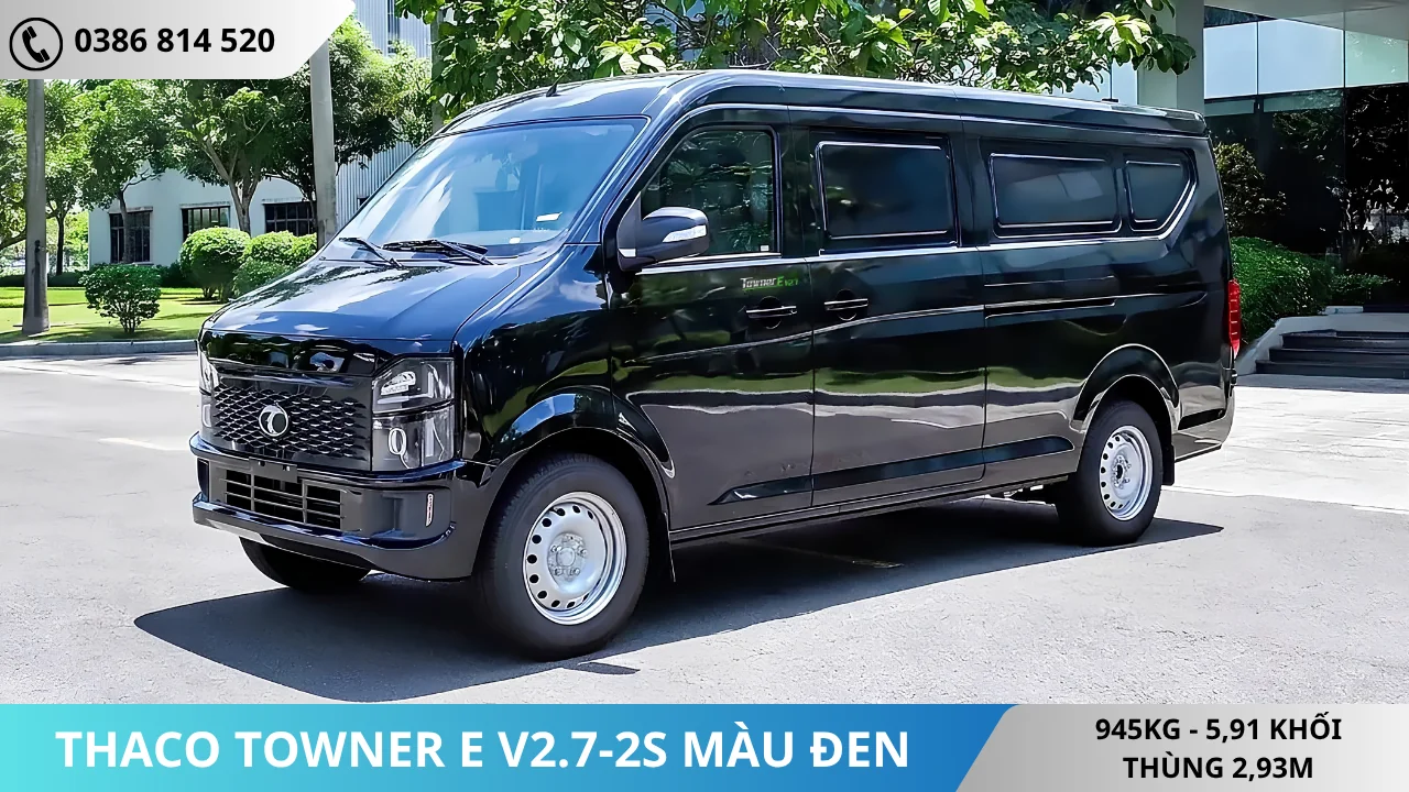 Xe van điện Thaco Towner E V2.7-2S màu đen