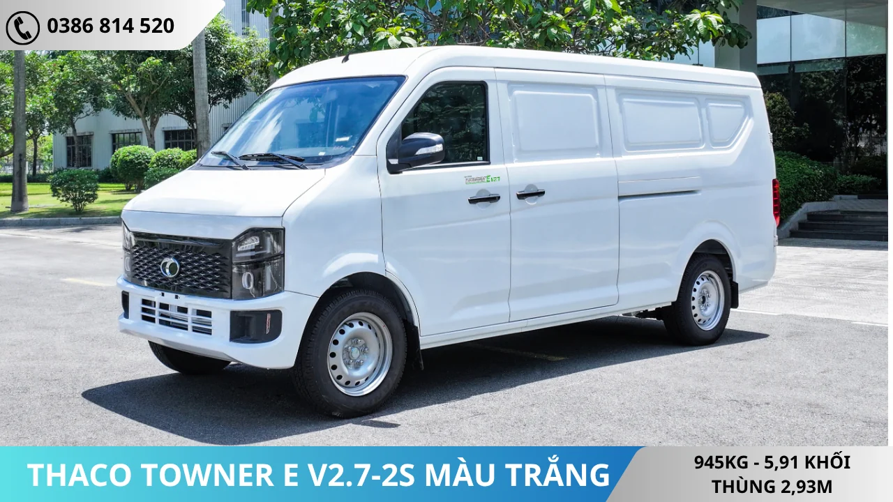Xe van điện Thaco Towner E V2.7-2S màu trắng
