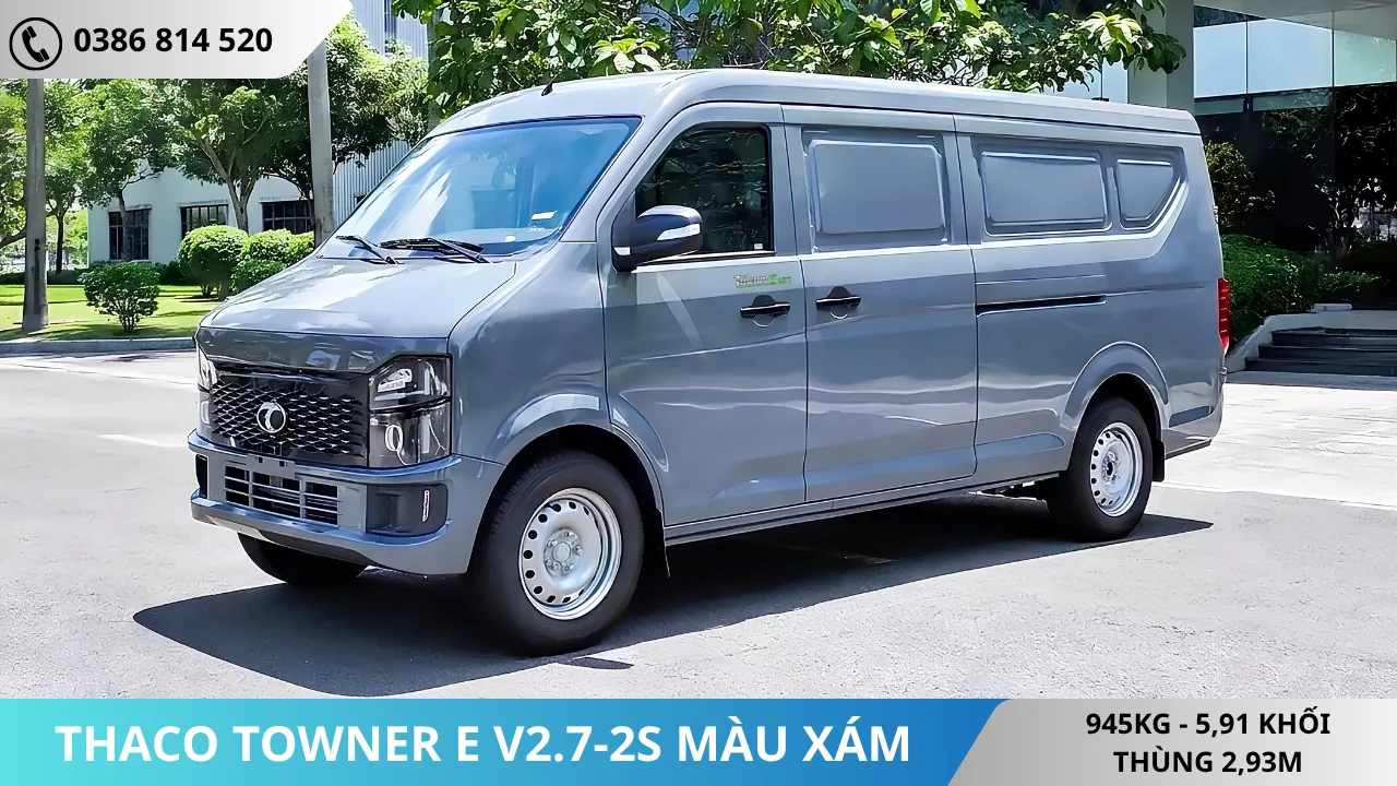 Xe van điện Thaco Towner E V2.7-2S màu xám