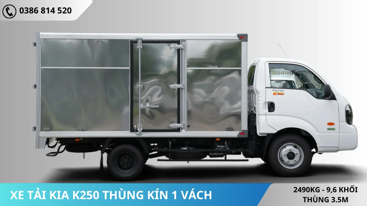Mặt hông xe tải Kia K250 thùng kín
