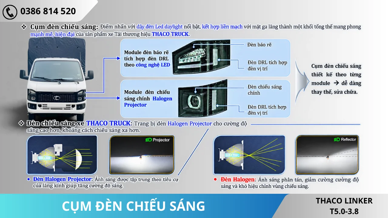 Cụm đèn chiếu sáng Thaco Linker T5.0-3.8