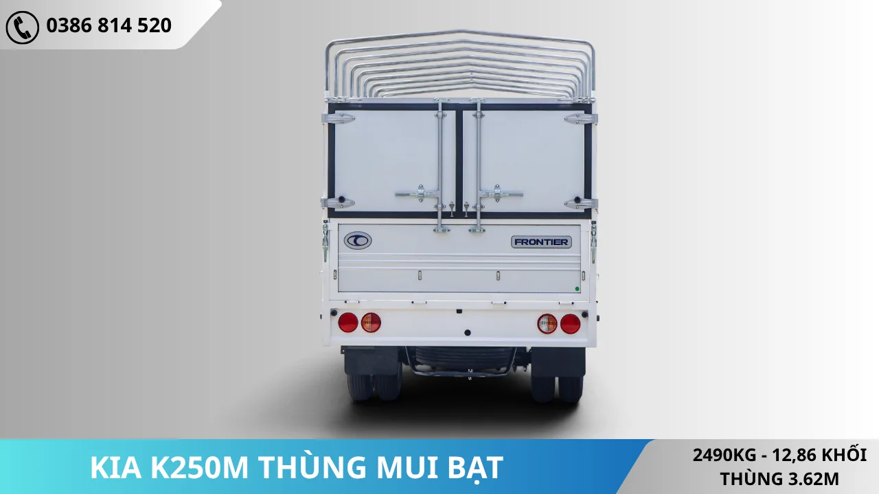 Phía sau Kia K250M thùng mui bạt