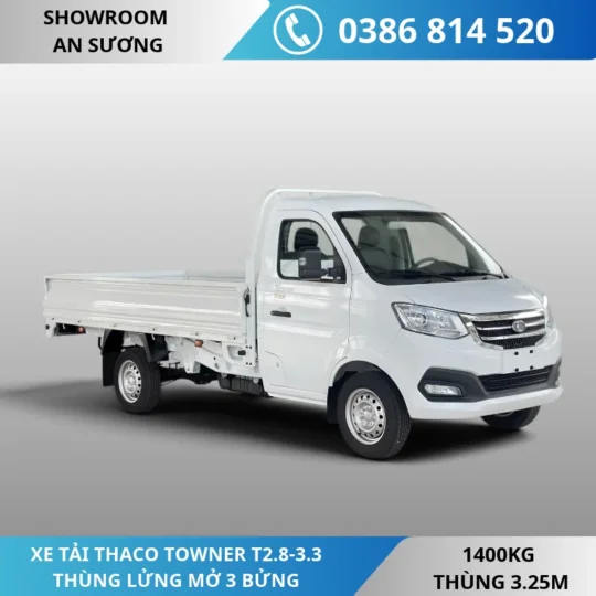 HÌNH NỀN WEB THACO TOWNWR T2.8-3.3 L XE TẢI THACO TOWNER T2.8-3.3 THÙNG LỬNG |THÙNG 3M25 |TẢI 1400KG