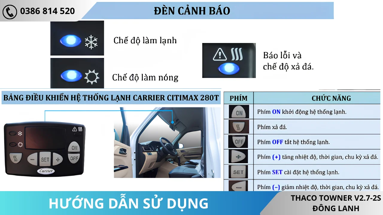 Hướng dẫn sử dụng Xe van đông lanh Thaco Towner V2.7-2S